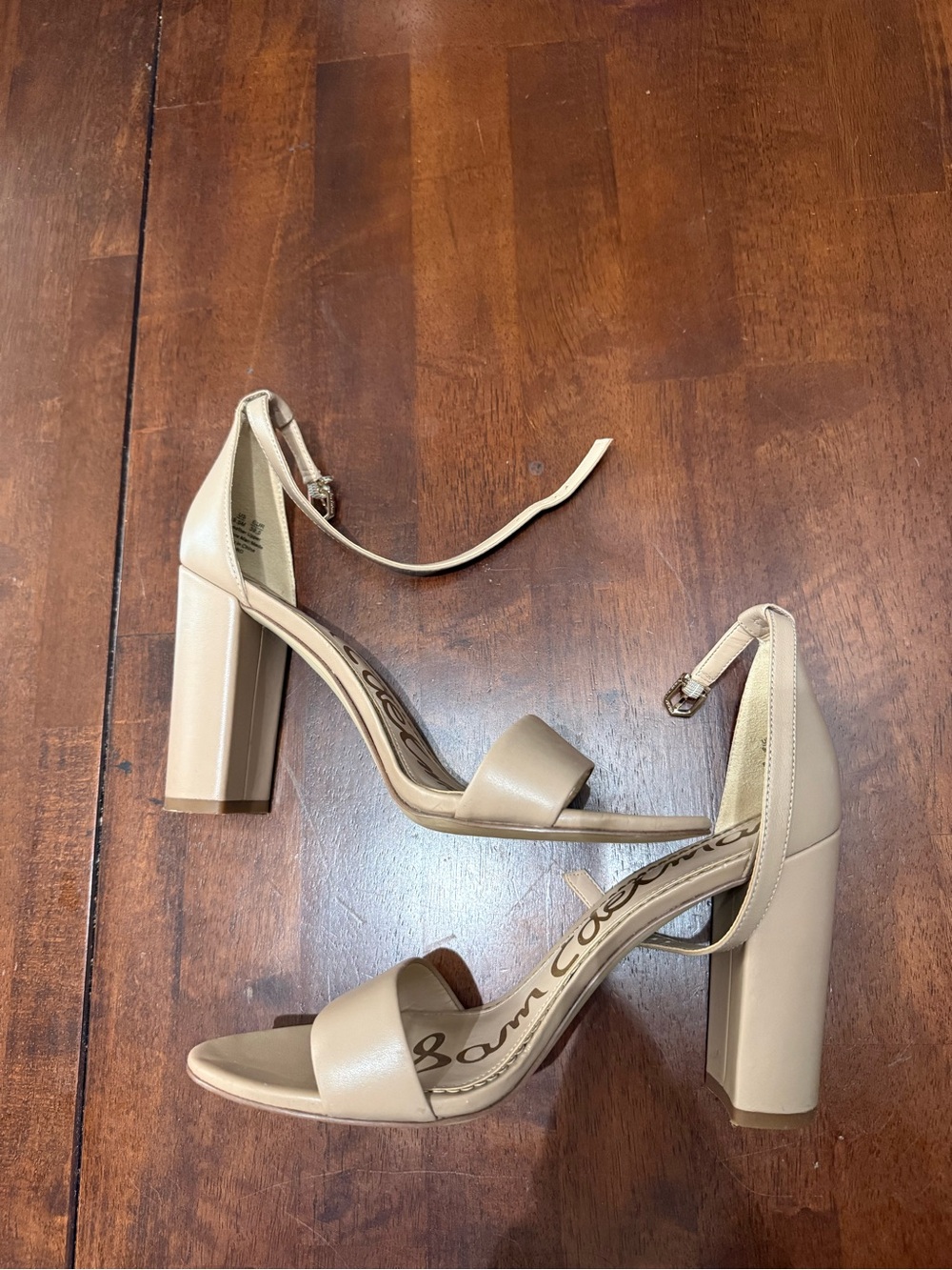 Sam Edelman Beige Open-Toe Block Heel Sandals - Picture 2 of 4